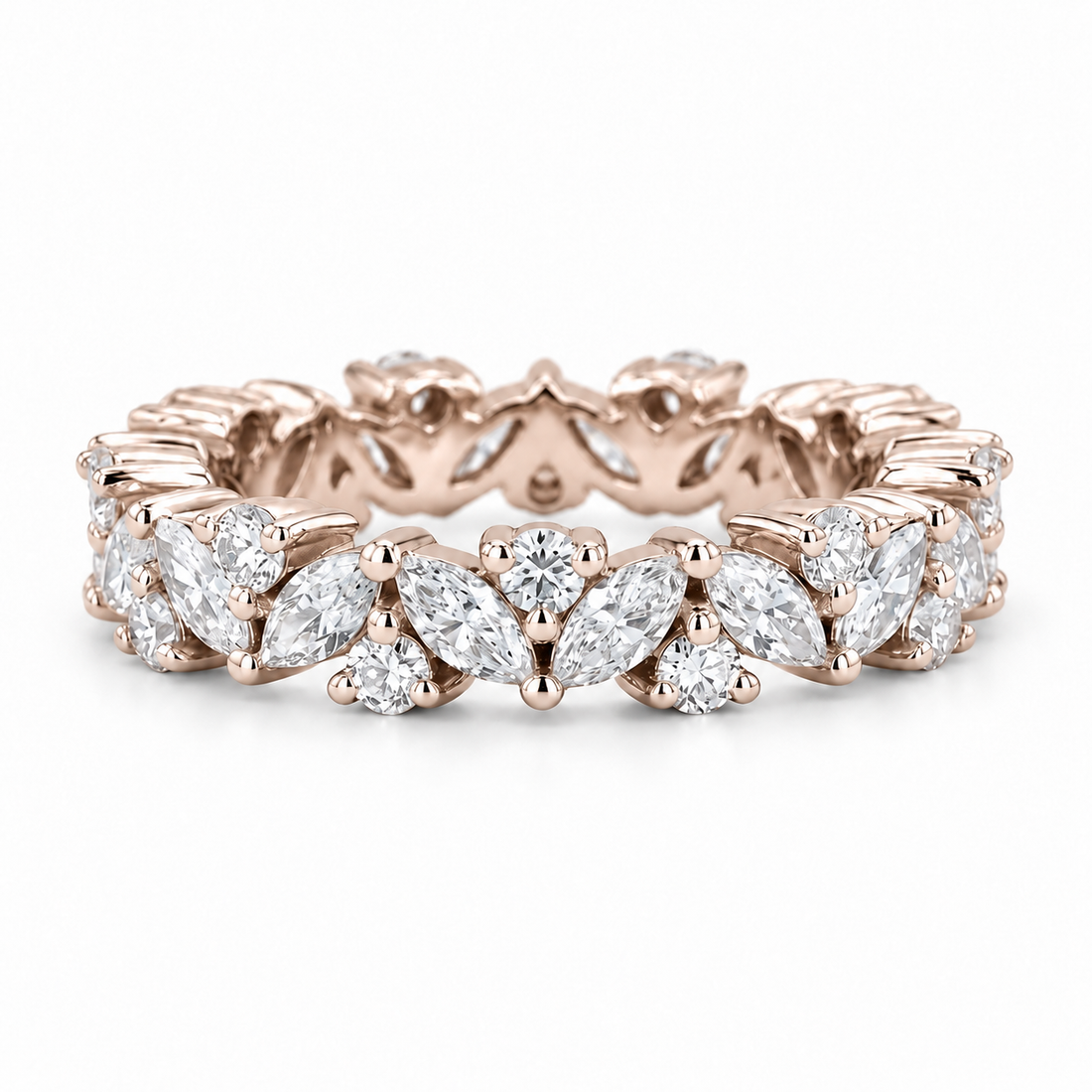 2.40ctw Marquise & Round Diamond Eternity Band (4.3mm) in rose gold
