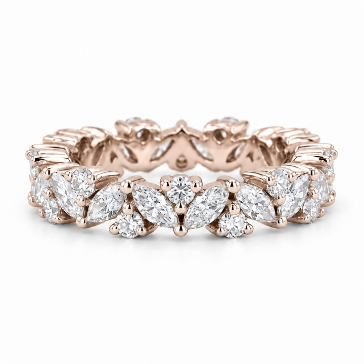 2.40ctw Marquise & Round Diamond Eternity Band (4.3mm) in rose gold