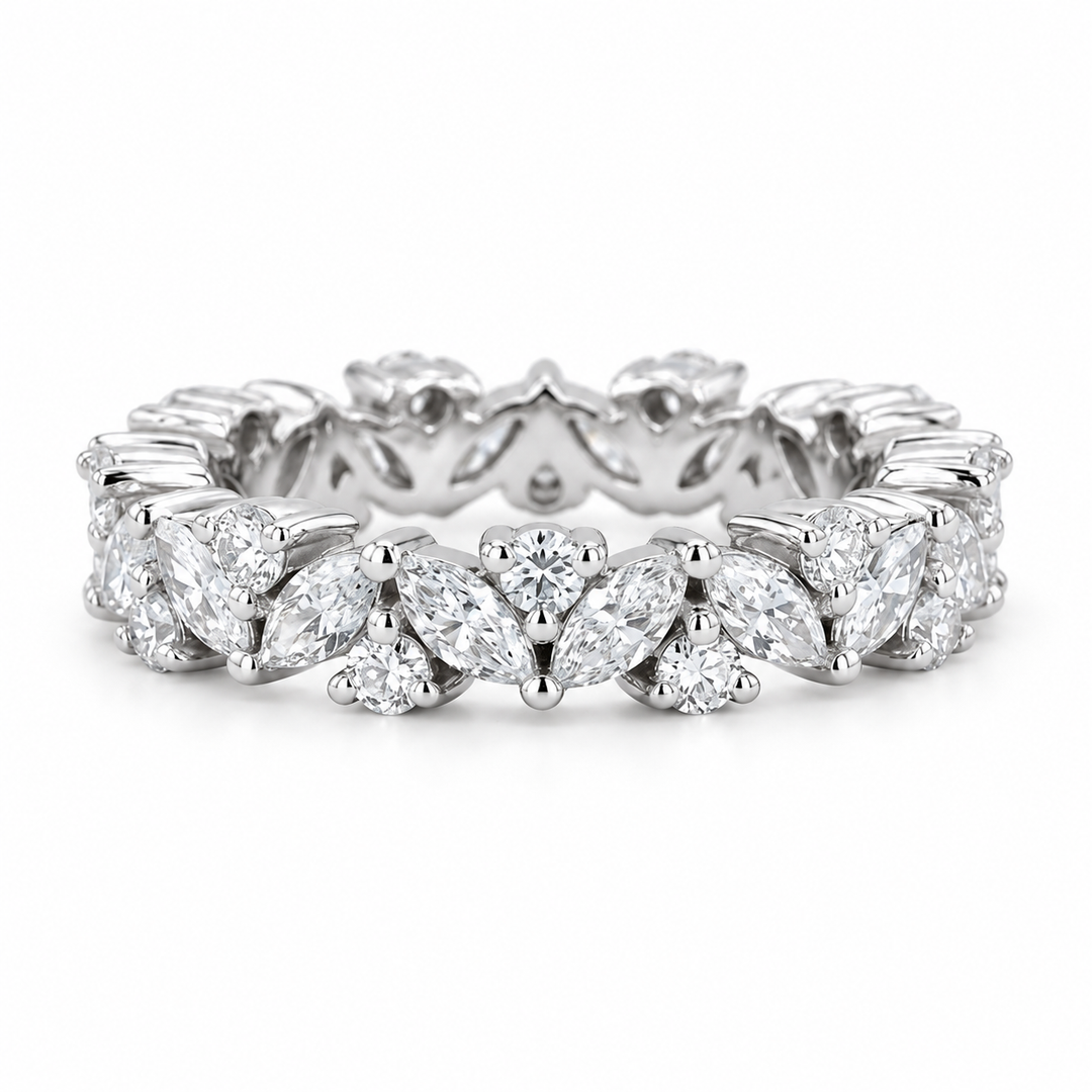 2.40ctw Marquise & Round Diamond Eternity Band (4.3mm) in white gold