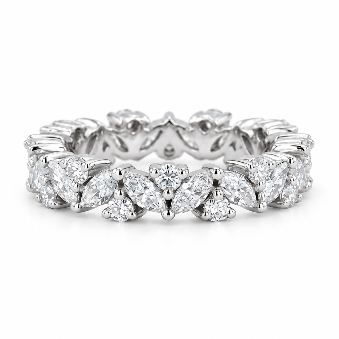 2.40ctw Marquise & Round Diamond Eternity Band (4.3mm) in white gold