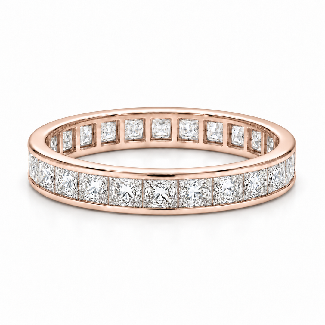 2.50ctw Princess Cut Channel-Set Eternity Band (4mm) in rose gold