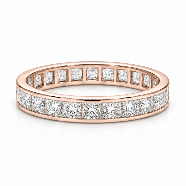 2.50ctw Princess Cut Channel-Set Eternity Band (4mm) in rose gold