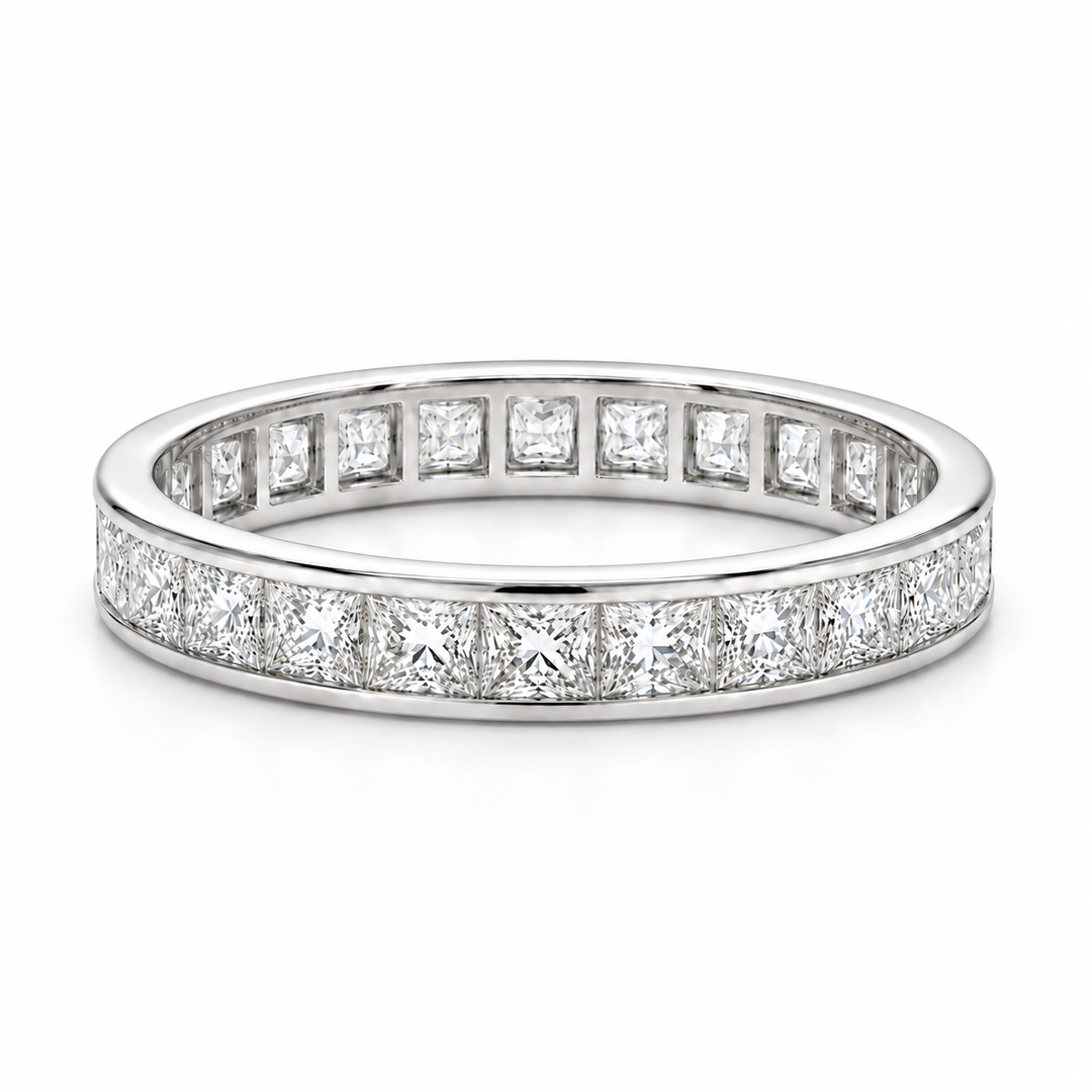 2.50ctw Princess Cut Channel-Set Eternity Band (4mm) in white gold