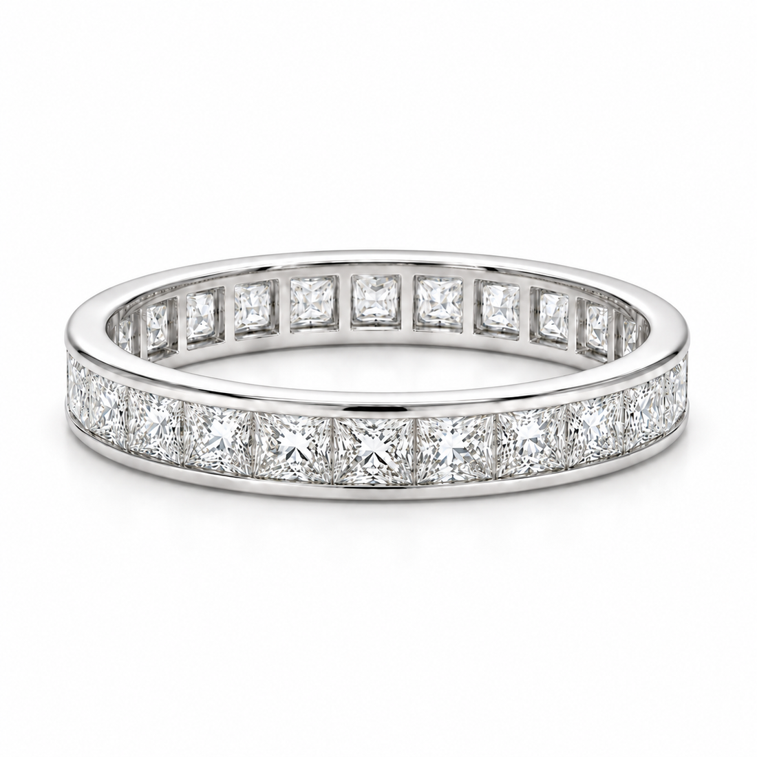 2.50ctw Princess Cut Channel-Set Eternity Band (4mm) in white gold