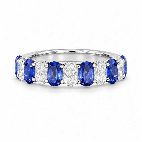 3.35ctw Oval Blue Sapphire & Diamond Half-Eternity Band (5mm)