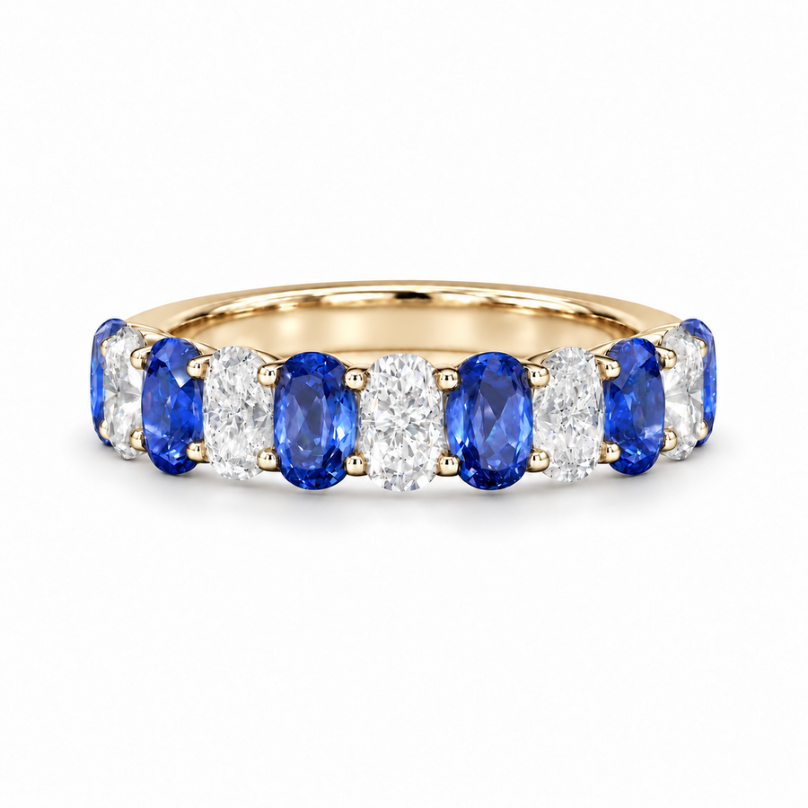 3.35ctw Oval Blue Sapphire & Diamond Half-Eternity Band (5mm)