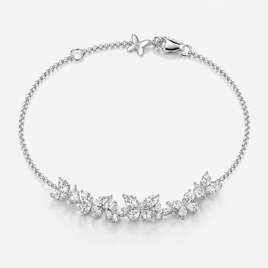 13ct Diamond Butterfly Bracelet in White Gold