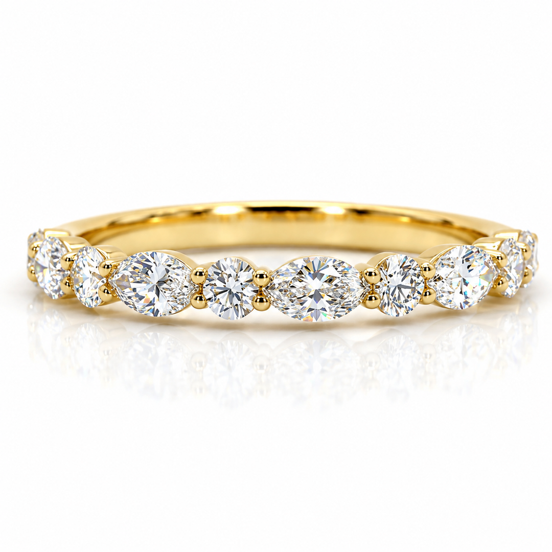 Round & Marquise Diamond Half-Eternity Band (0.535ctw)