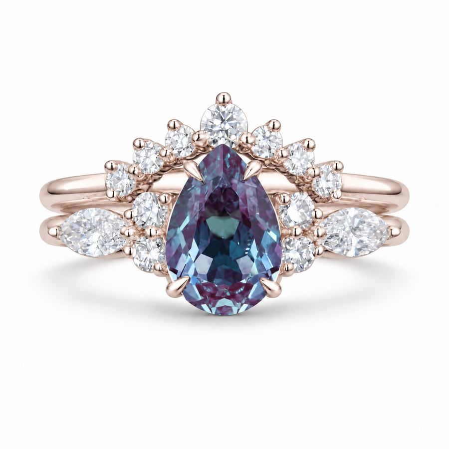 The Vespera — Pear Alexandrite Crown Ring