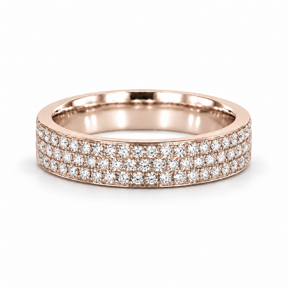 5mm Triple-Row Pavé Diamond Band in rose gold