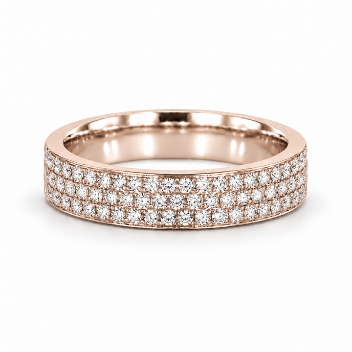 5mm Triple-Row Pavé Diamond Band in rose gold