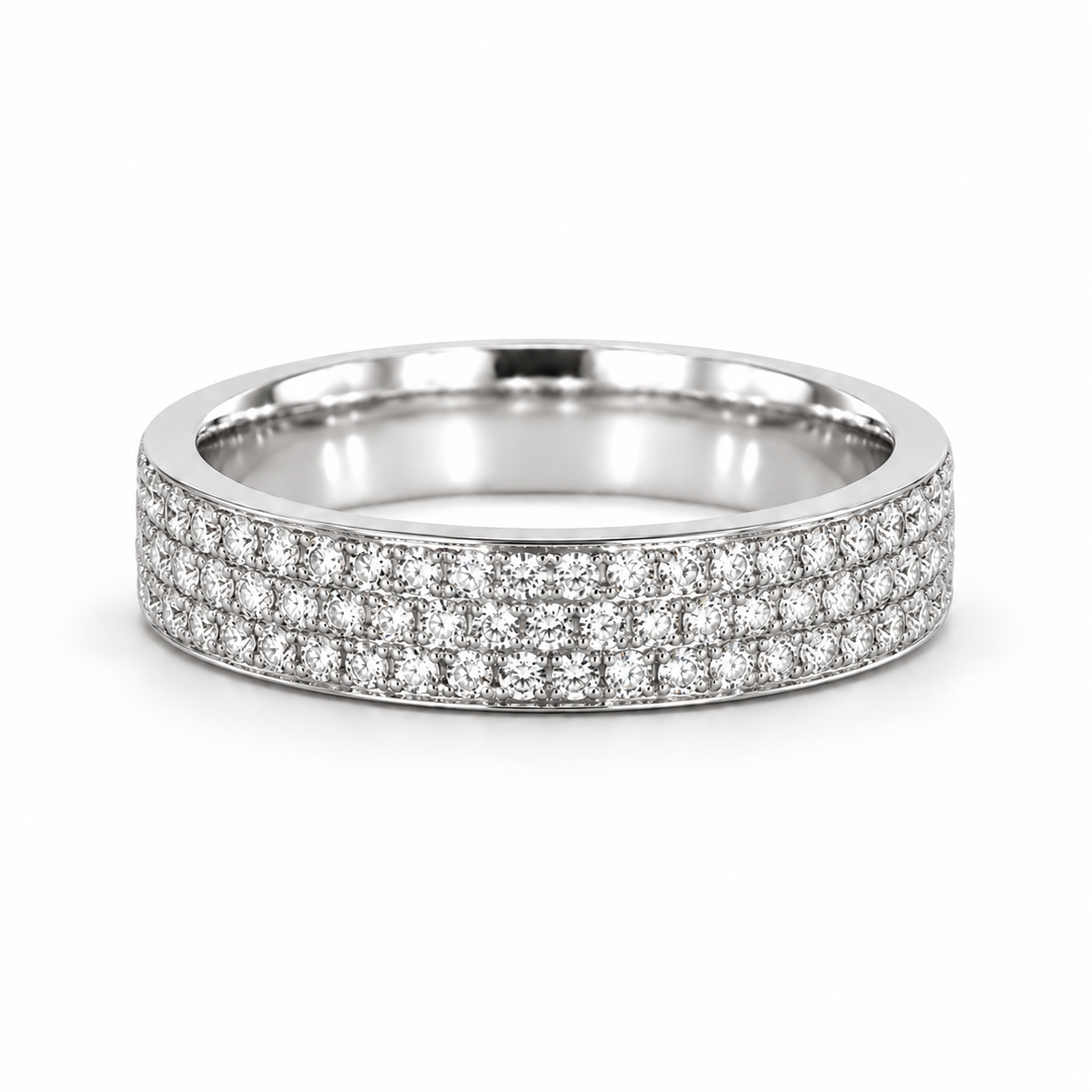 5mm Triple-Row Pavé Diamond Band in white gold