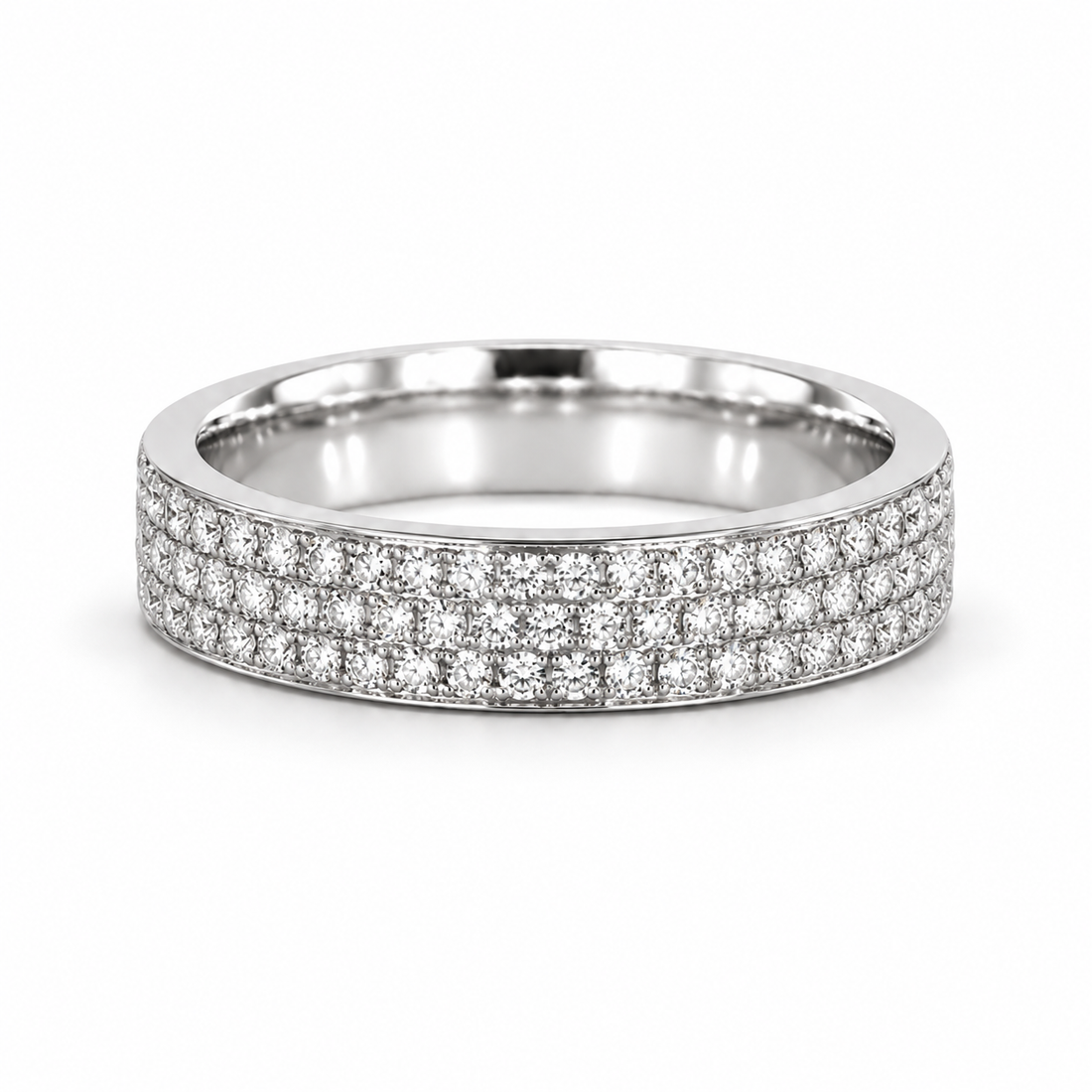 5mm Triple-Row Pavé Diamond Band in white gold