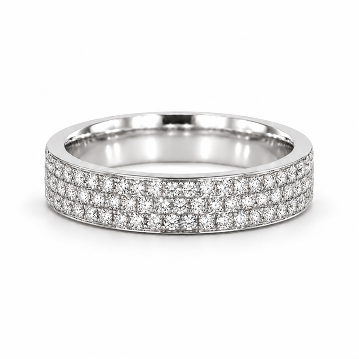 5mm Triple-Row Pavé Diamond Band in white gold