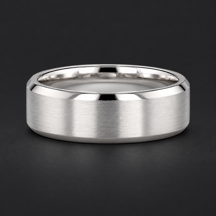 Brushed Beveled Wedding Band in Platinum (6mm)