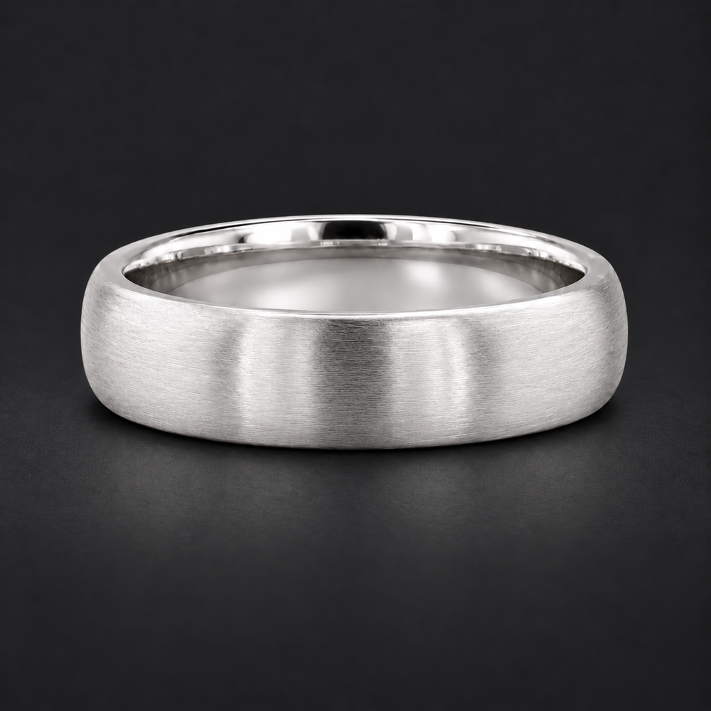 Classic Brushed Wedding Band (5mm) in white gold