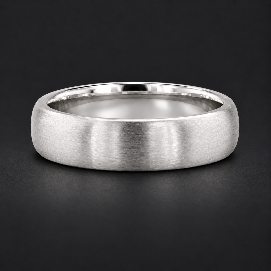 Classic Brushed Wedding Band (5mm) in white gold