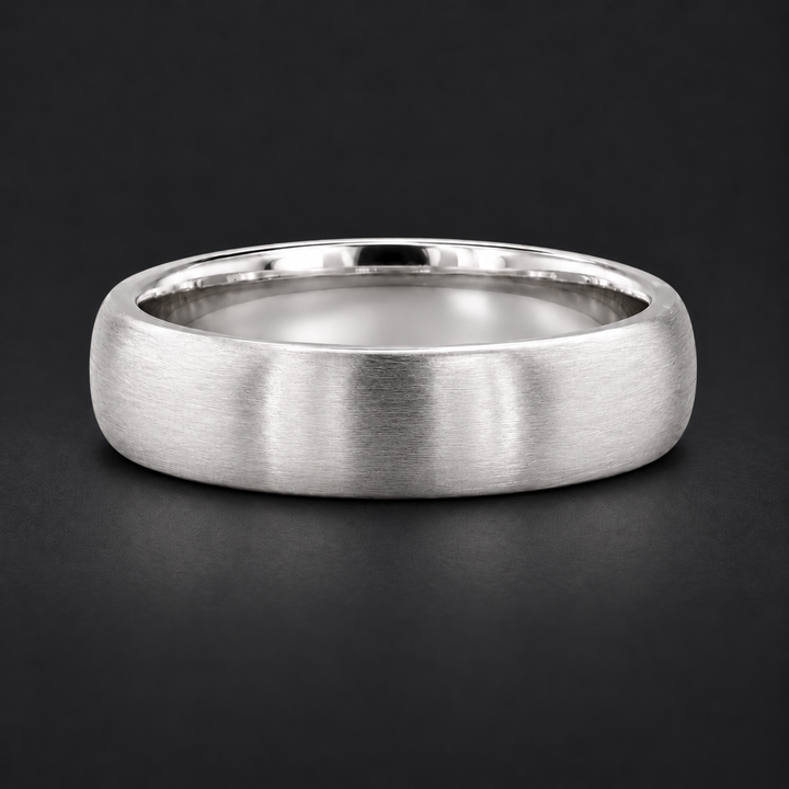 Classic Brushed Wedding Band (5mm) in white gold