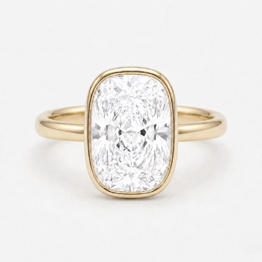 Cushion Bezel-Set Diamond Ring, "The Frame"