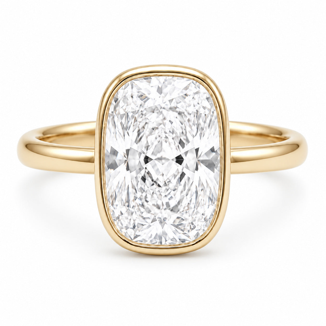 The Frame bezel-set lab diamond engagement ring in 14K yellow gold