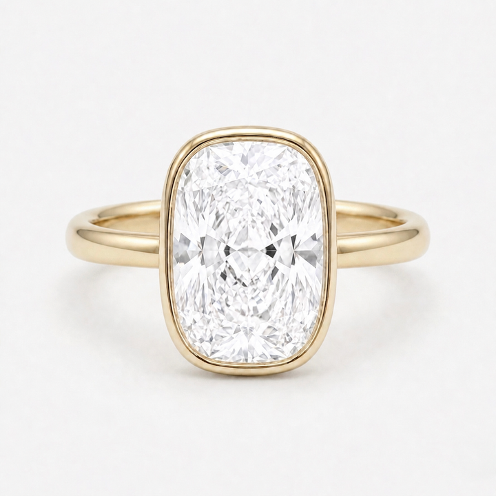Cushion Bezel-Set Diamond Ring, "The Frame"