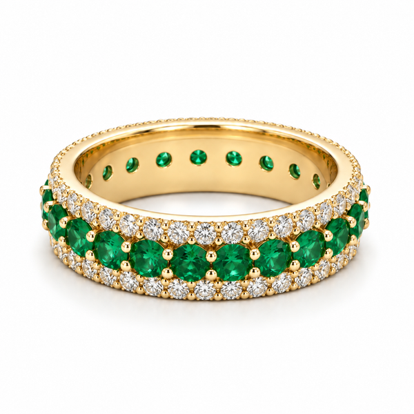 Colombian Emerald & Diamond Eternity Band (4mm, 2.50ctw)