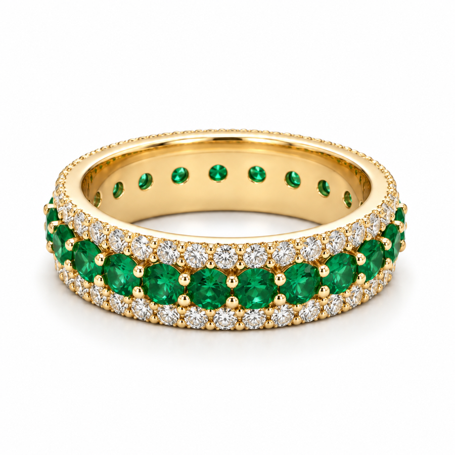 Colombian Emerald & Diamond Eternity Band (4mm, 2.50ctw)