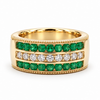 Colombian Emerald & Diamond Eternity Vintage Band (6.5mm)