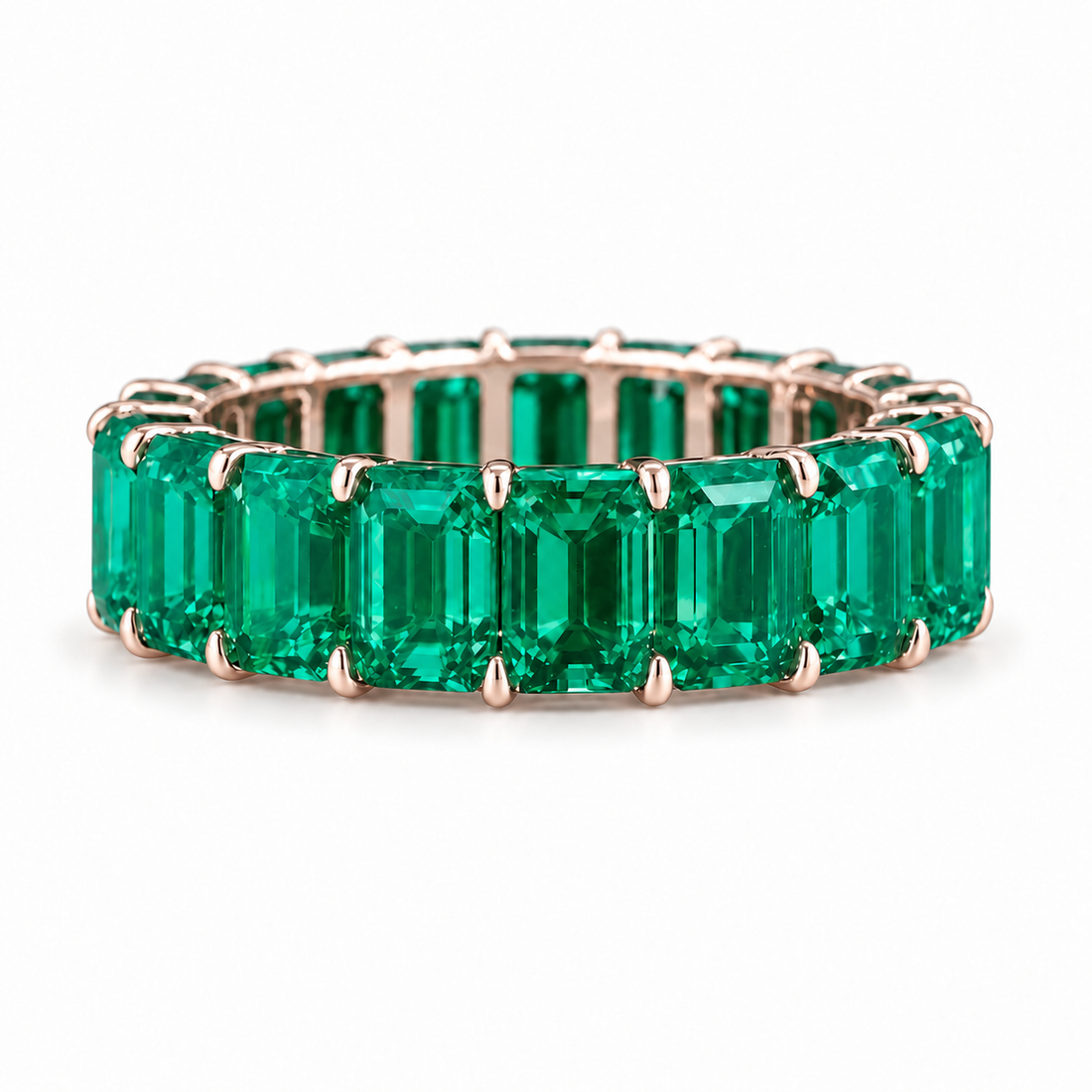 Colombian Emerald Eternity Band (6mm, 8.8ctw) in rose gold