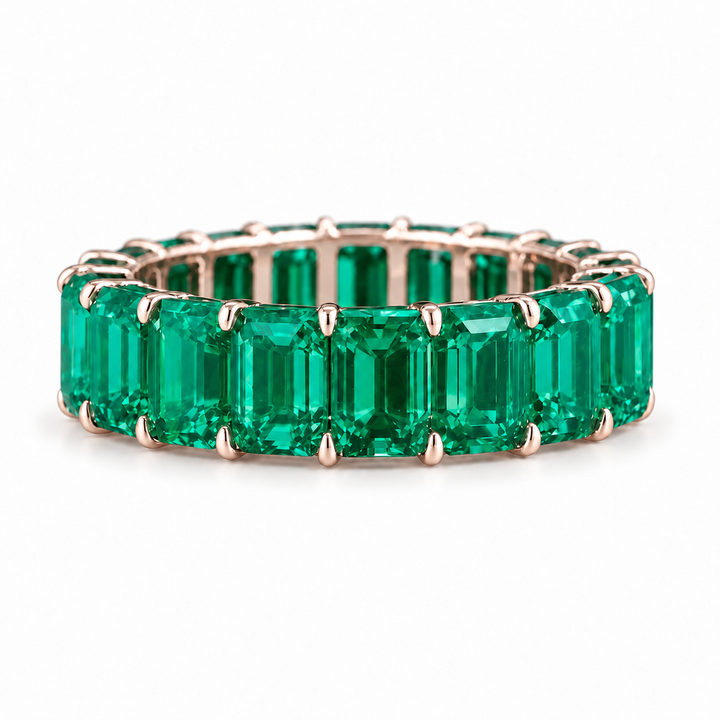 Colombian Emerald Eternity Band (6mm, 8.8ctw) in rose gold