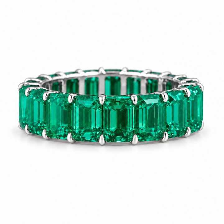 Colombian Emerald Eternity Band (6mm, 8.8ctw) in white gold