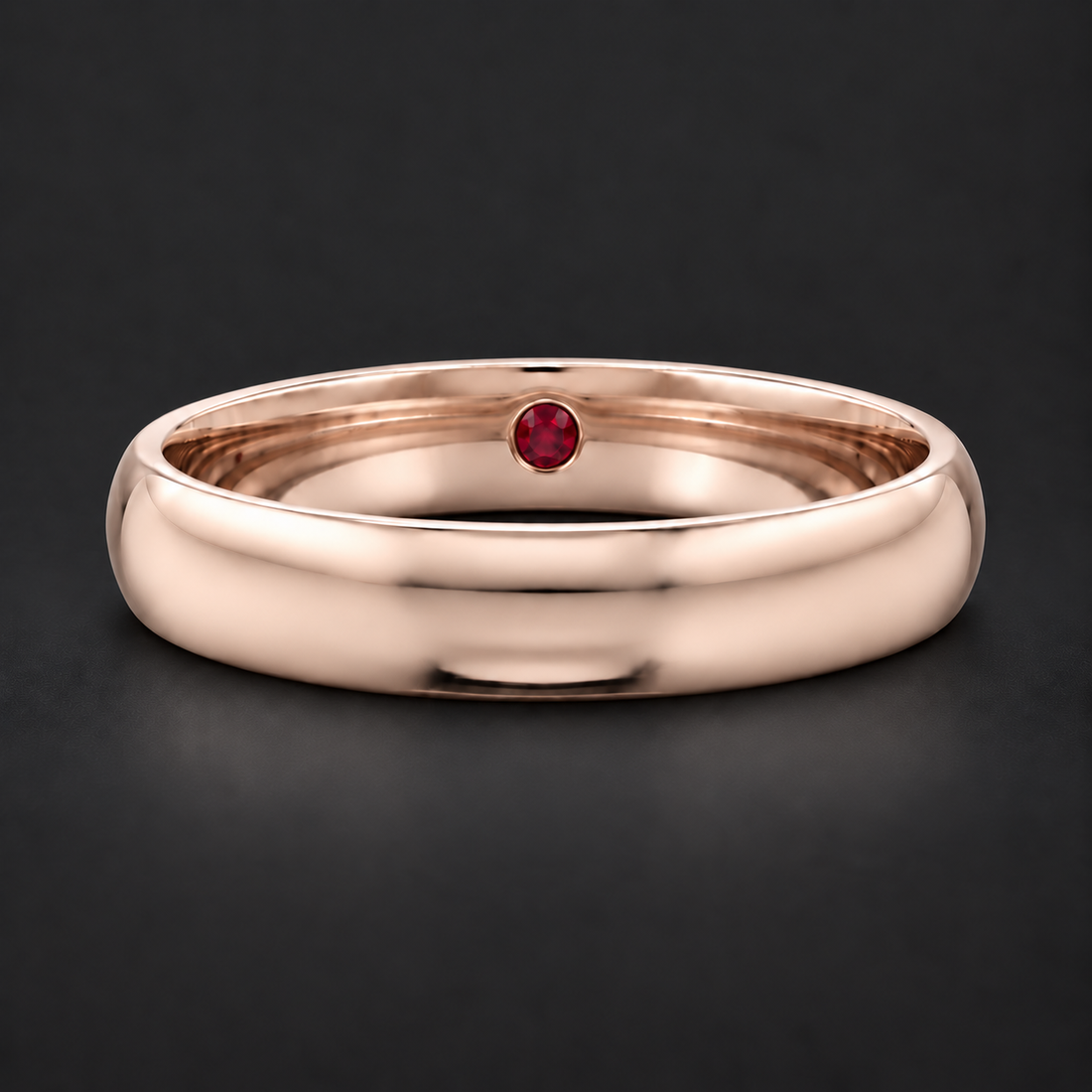 Custom Birthstone Inlay Band Ring – 3.5mm High Polish in rose gold