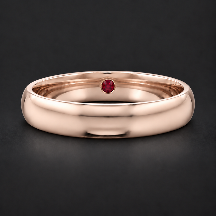 Custom Birthstone Inlay Band Ring – 3.5mm High Polish in rose gold