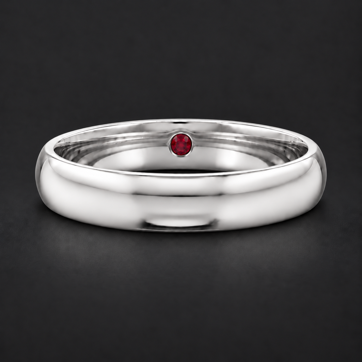 Custom Birthstone Inlay Band Ring – 3.5mm High Polish in white gold