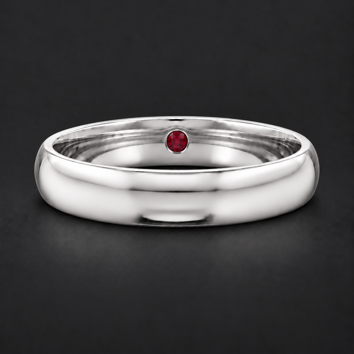Custom Birthstone Inlay Band Ring – 3.5mm High Polish in white gold