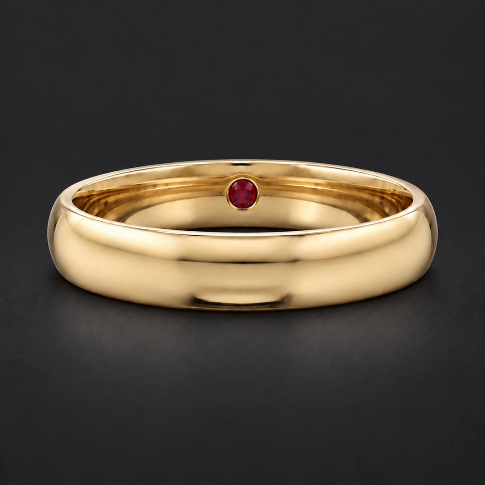 Custom Birthstone Inlay Band Ring – 3.5mm High Polish in yellow gold