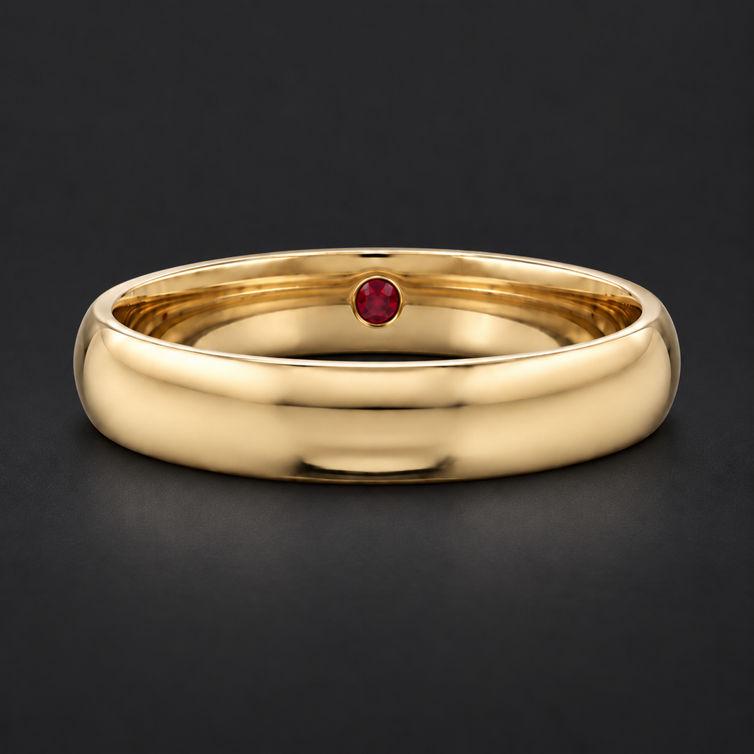 Custom Birthstone Inlay Band Ring – 3.5mm High Polish in yellow gold