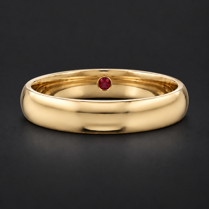 Custom Birthstone Inlay Band Ring – 3.5mm High Polish in yellow gold