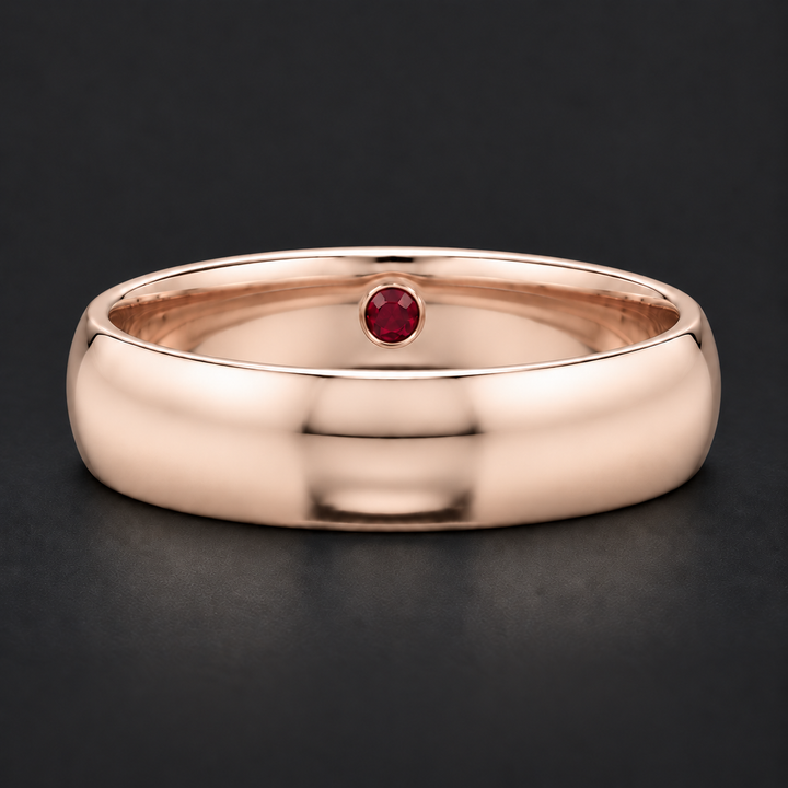 Custom Birthstone Inlay Band Ring – 5mm High Polish in rose gold