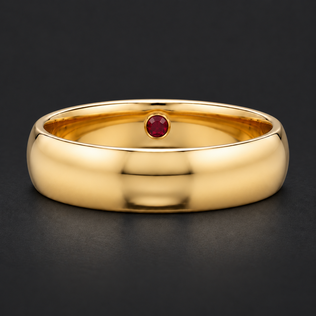 Custom Birthstone Inlay Band Ring – 5mm High Polish in yellow gold