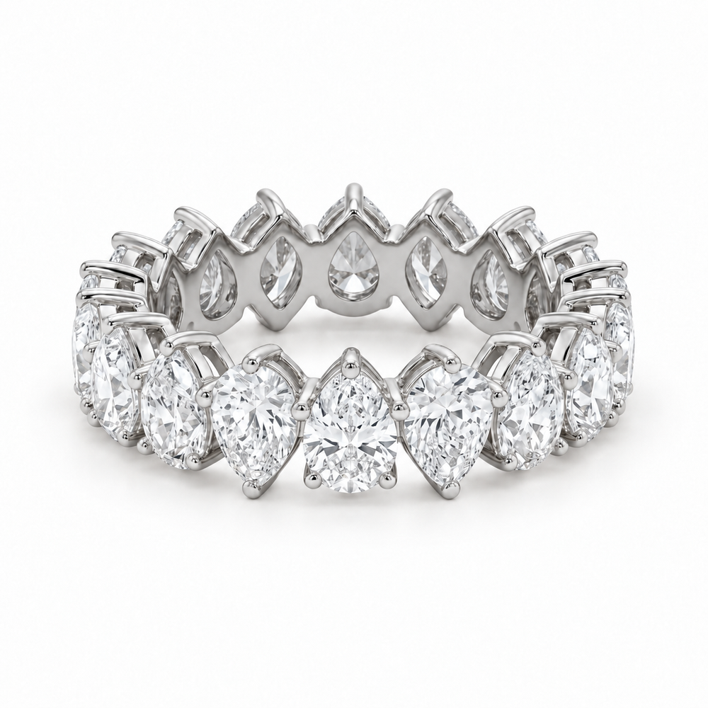 Interlocking Pear Lab Diamond Eternity Band (4mm, 3.00ctw) in white gold