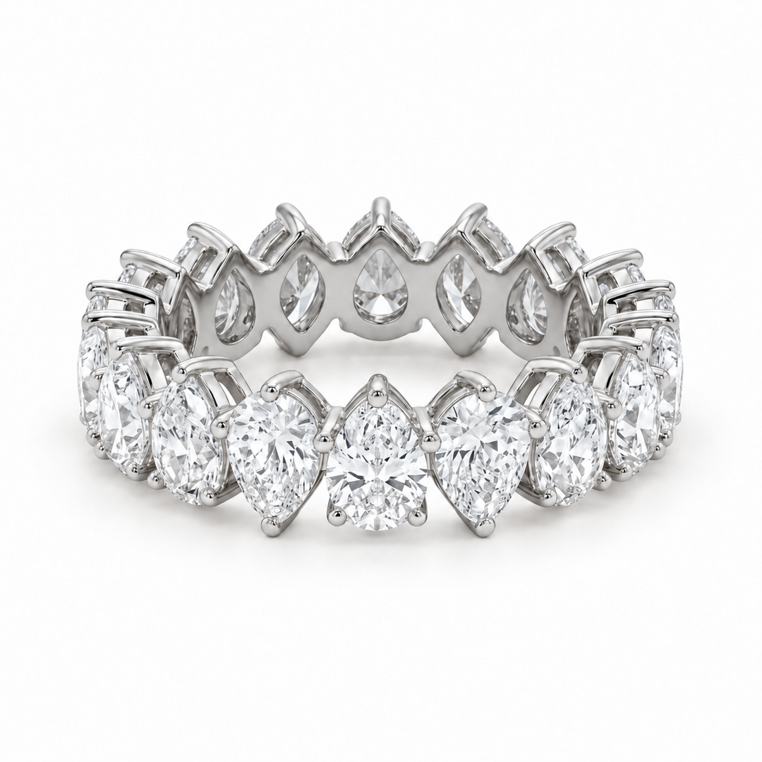 Interlocking Pear Lab Diamond Eternity Band (4mm, 3.00ctw) in white gold