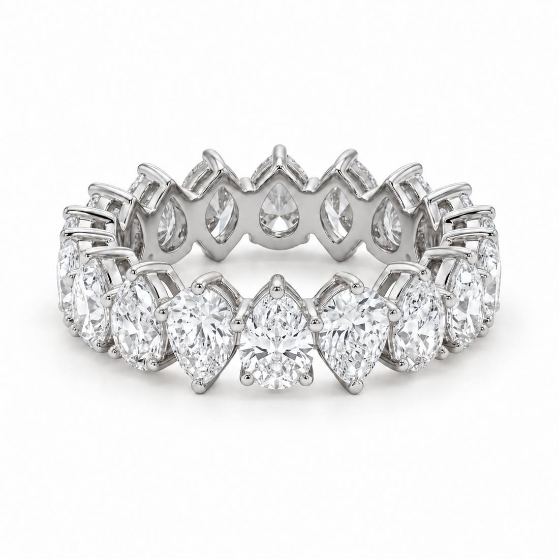 Interlocking Pear Lab Diamond Eternity Band (4mm, 3.00ctw) in white gold