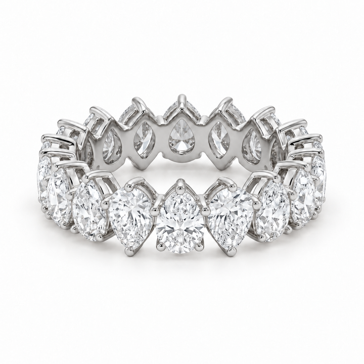 Interlocking Pear Lab Diamond Eternity Band (4mm, 3.00ctw) in white gold