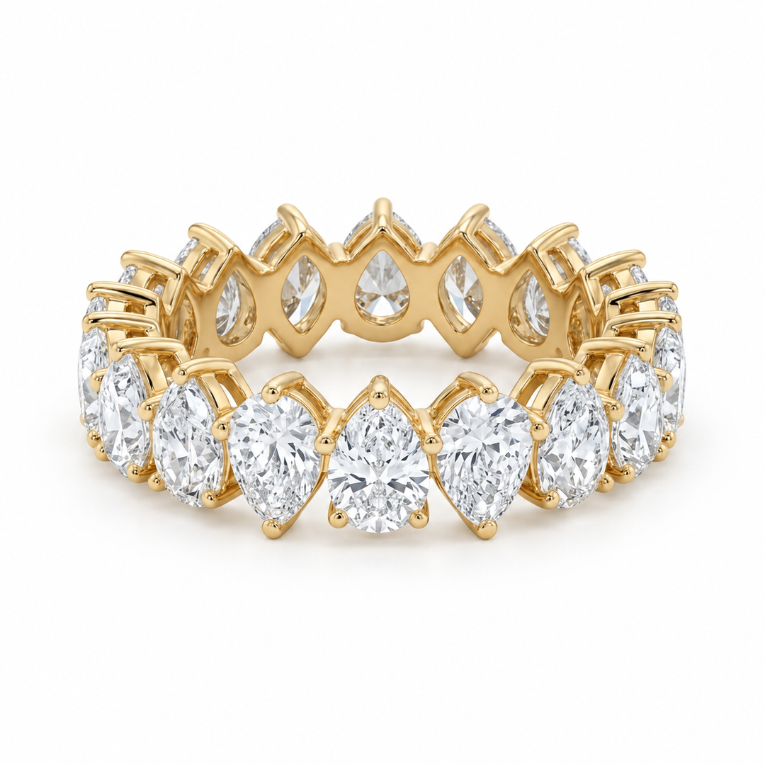 Interlocking Pear Lab Diamond Eternity Band (4mm, 3.00ctw) in yellow gold