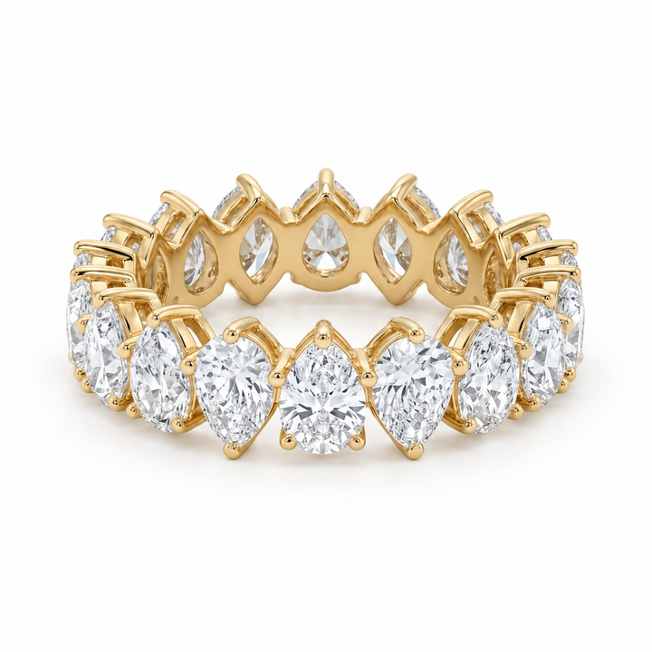 Interlocking Pear Lab Diamond Eternity Band (4mm, 3.00ctw) in yellow gold