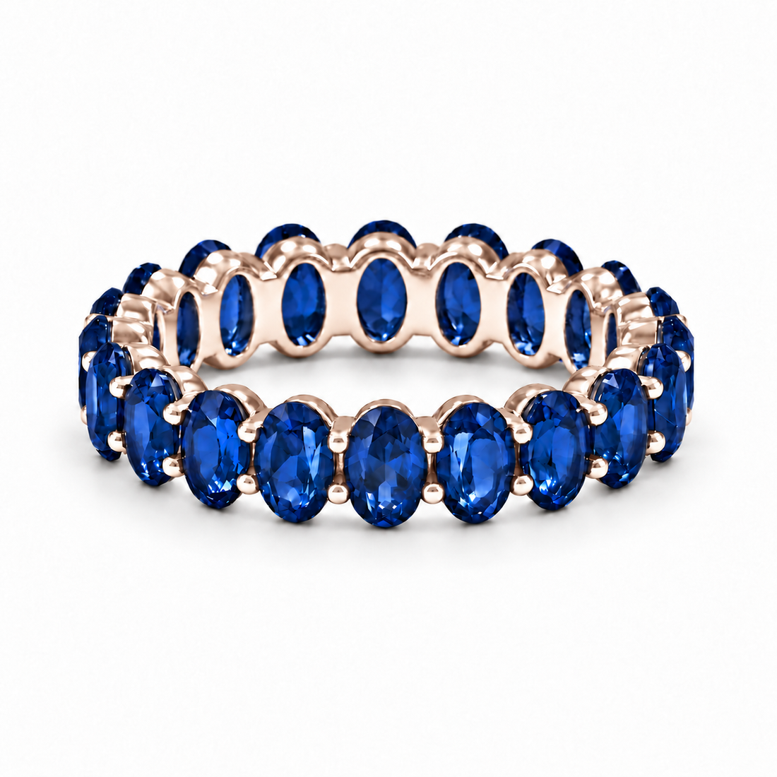 Oval Blue Sapphire Eternity Band (5mm, 5.04ctw) in rose gold
