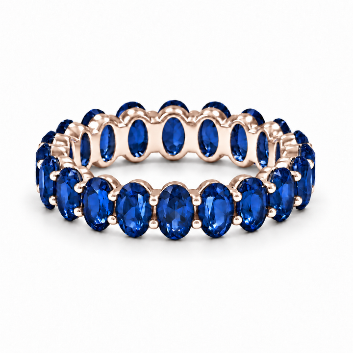 Oval Blue Sapphire Eternity Band (5mm, 5.04ctw) in rose gold
