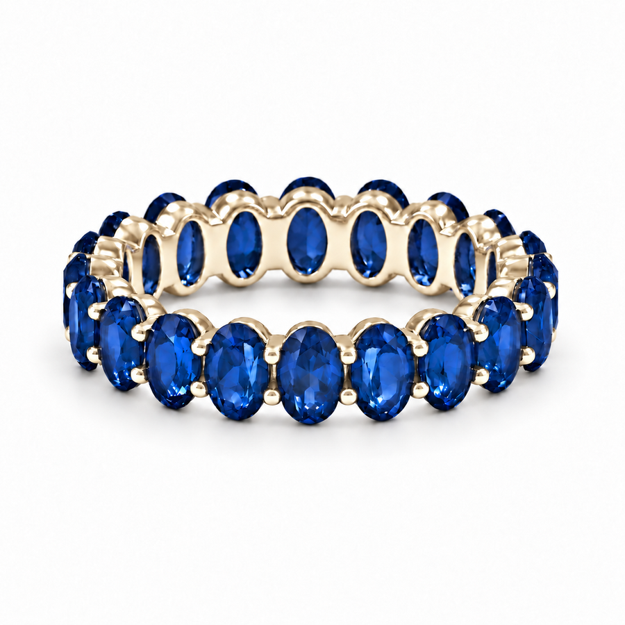 Oval Blue Sapphire Eternity Band (5mm, 5.04ctw)