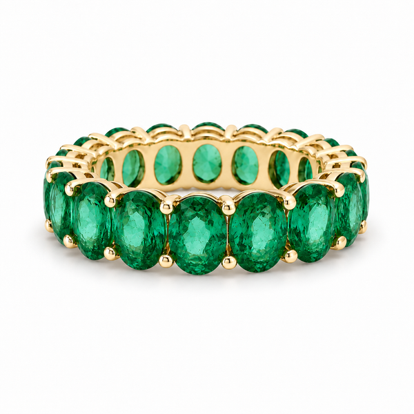 Oval Zambian Emerald Eternity Band Ring (5mm, 4.00ctw)